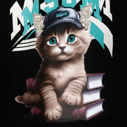 ◆키즈◆25FW 키즈 캣 로고 맨투맨 블랙 F5MSJGSW125 110